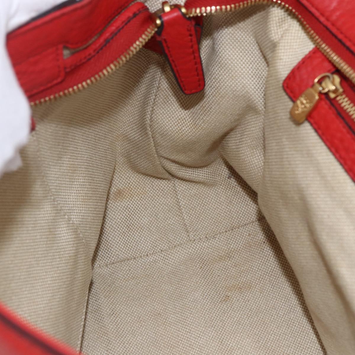 MCM Hand Bag Leather Red Gold Auth bs33111