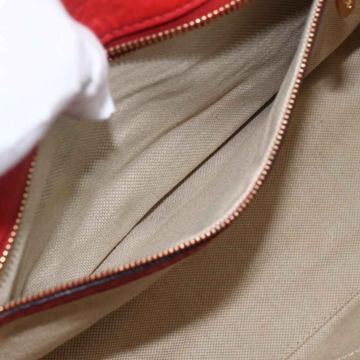 MCM Hand Bag Leather Red Gold Auth bs33111