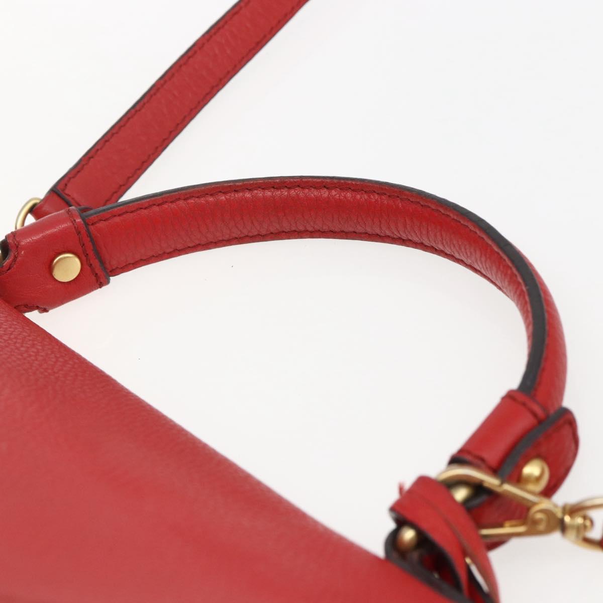 MCM Hand Bag Leather Red Gold Auth bs33111