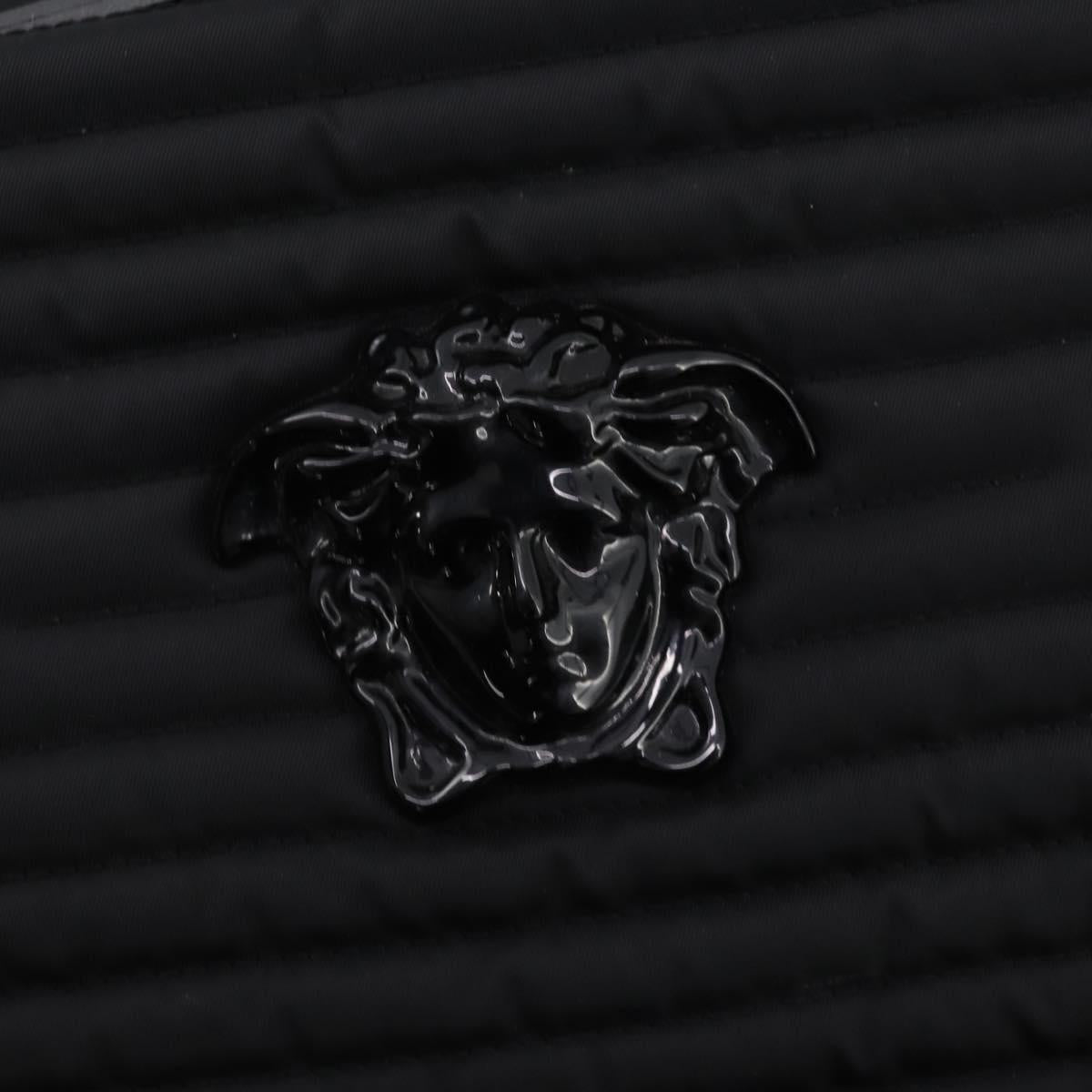 VERSACE Boston Bag Nylon 2way Black Silver Auth bs33114