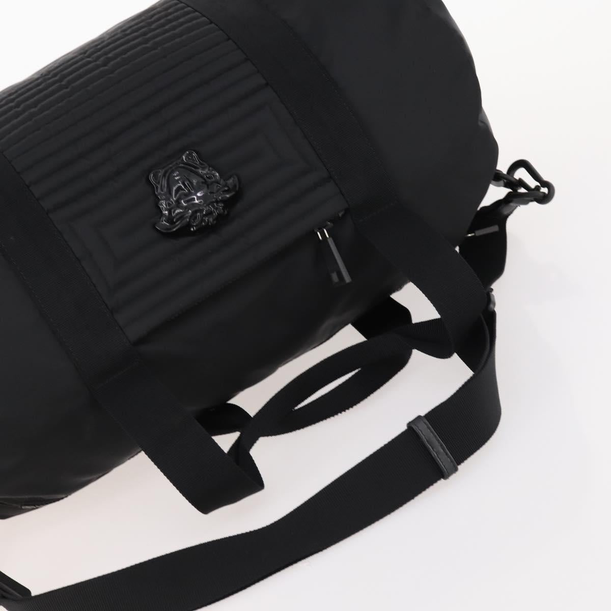 VERSACE Boston Bag Nylon 2way Black Silver Auth bs33114