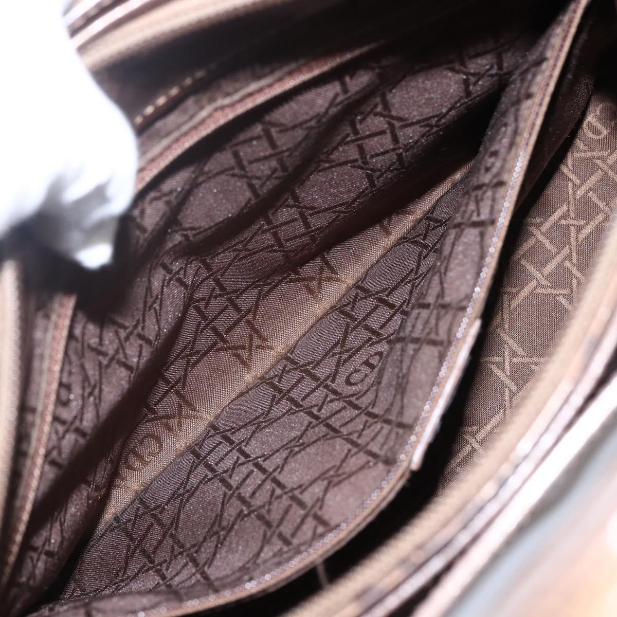Christian Dior Maris Pearl Hand Bag Patent leather Brown Silver Auth bs33117