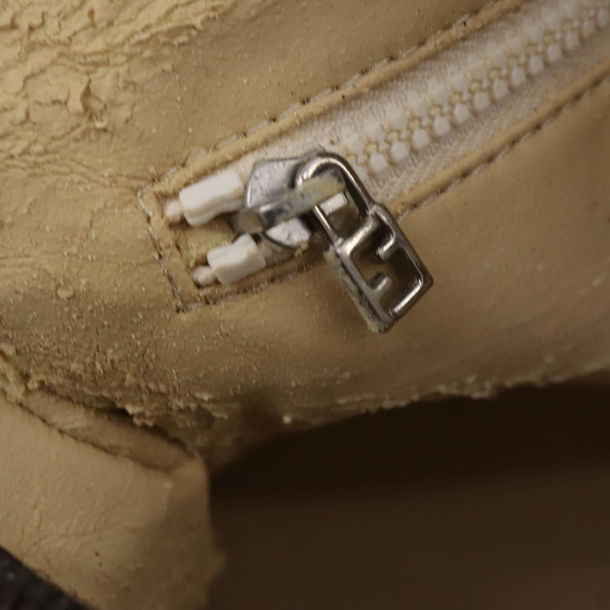 FENDI Zucca Canvas Hand Bag Brown Black Silver Auth bs33118