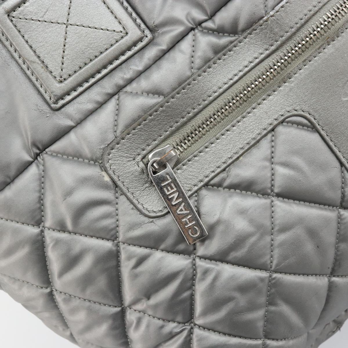 CHANEL Cococoon Tote Bag Coated Canvas Silver CC Auth bs33124