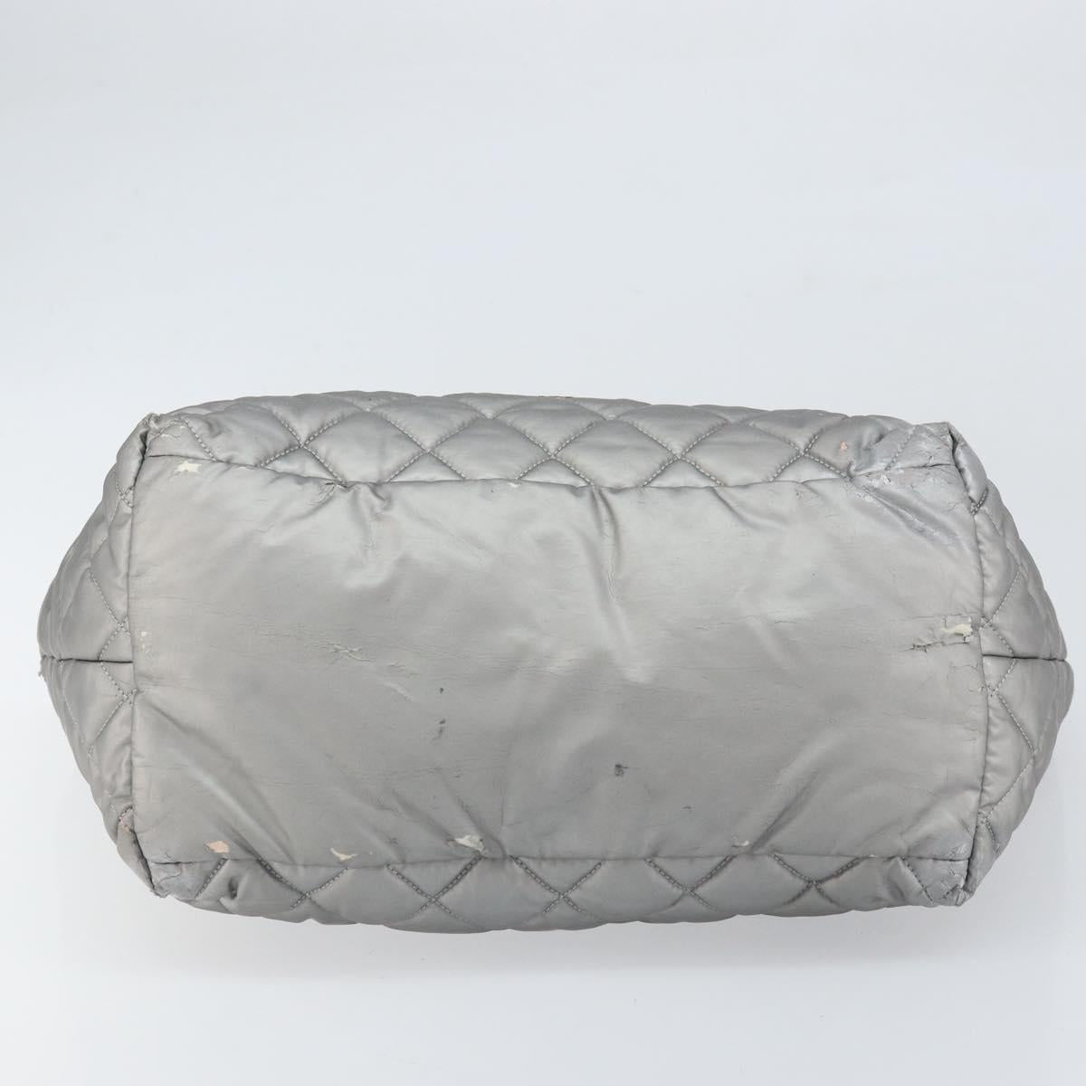 CHANEL Cococoon Tote Bag Coated Canvas Silver CC Auth bs33124