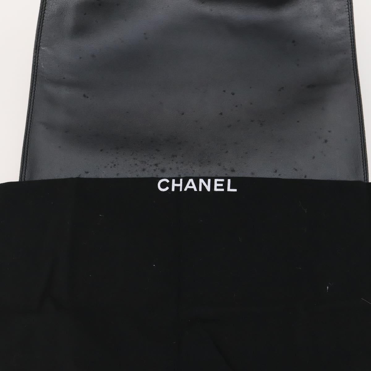 CHANEL Shoulder Bag Leather Gunmetal CC Auth bs33125