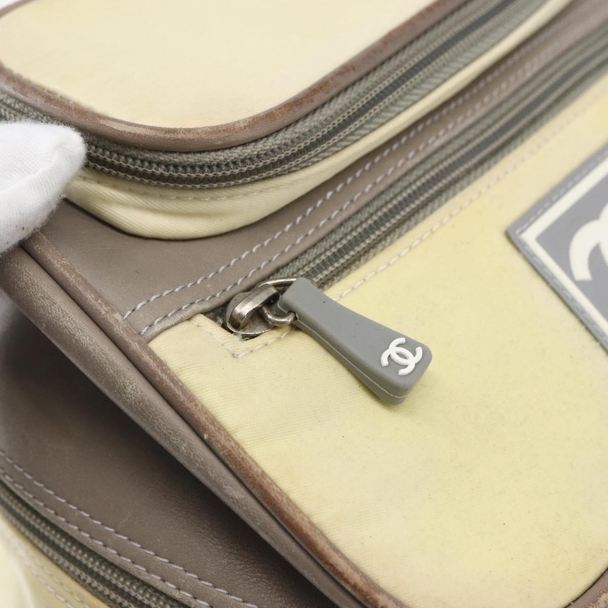 CHANEL Backpack Nylon Silver White CC Auth bs33128