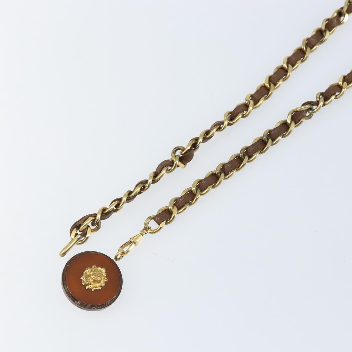 CHANEL Chain Belt metal Black Gold CC Auth bs33131