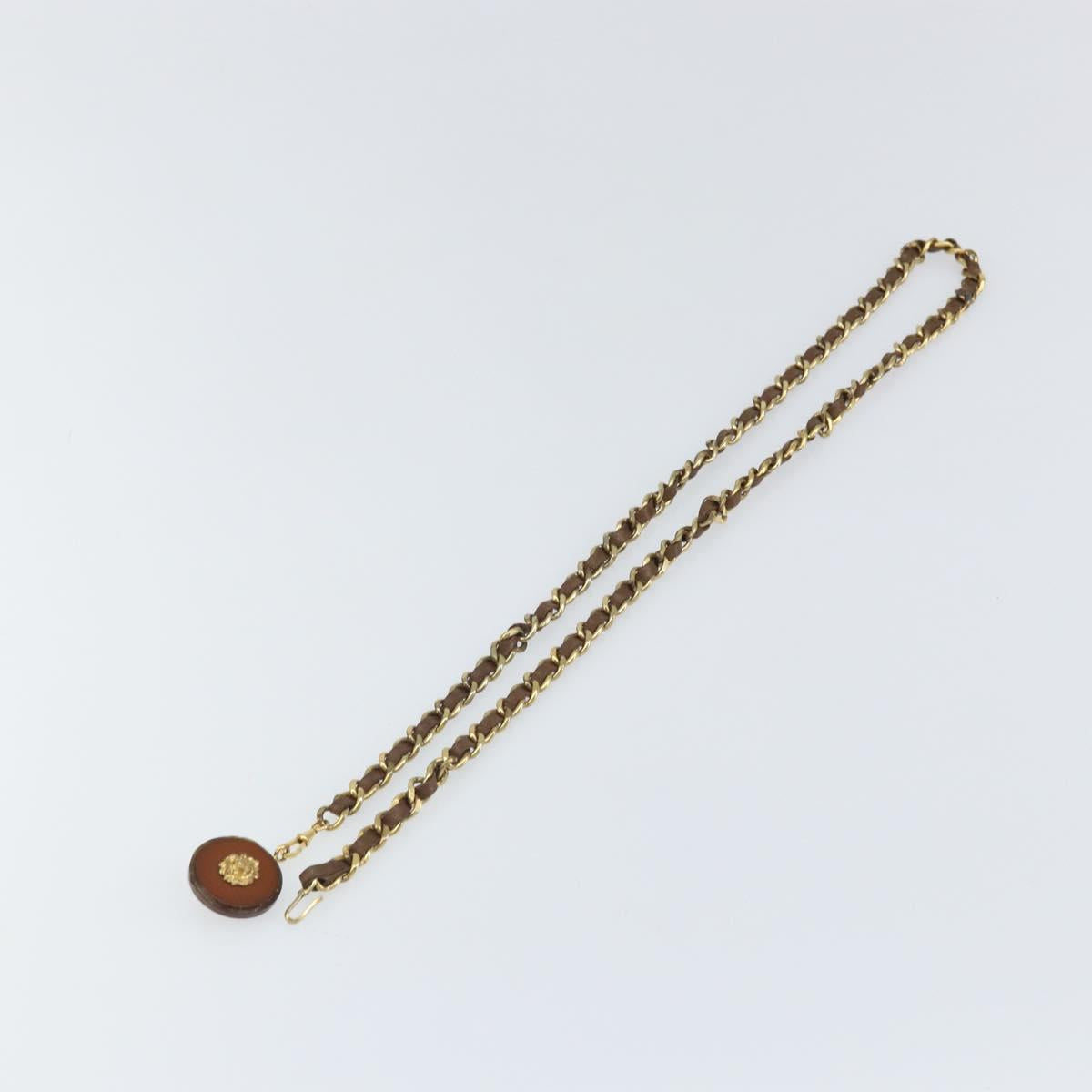 CHANEL Chain Belt metal Black Gold CC Auth bs33131