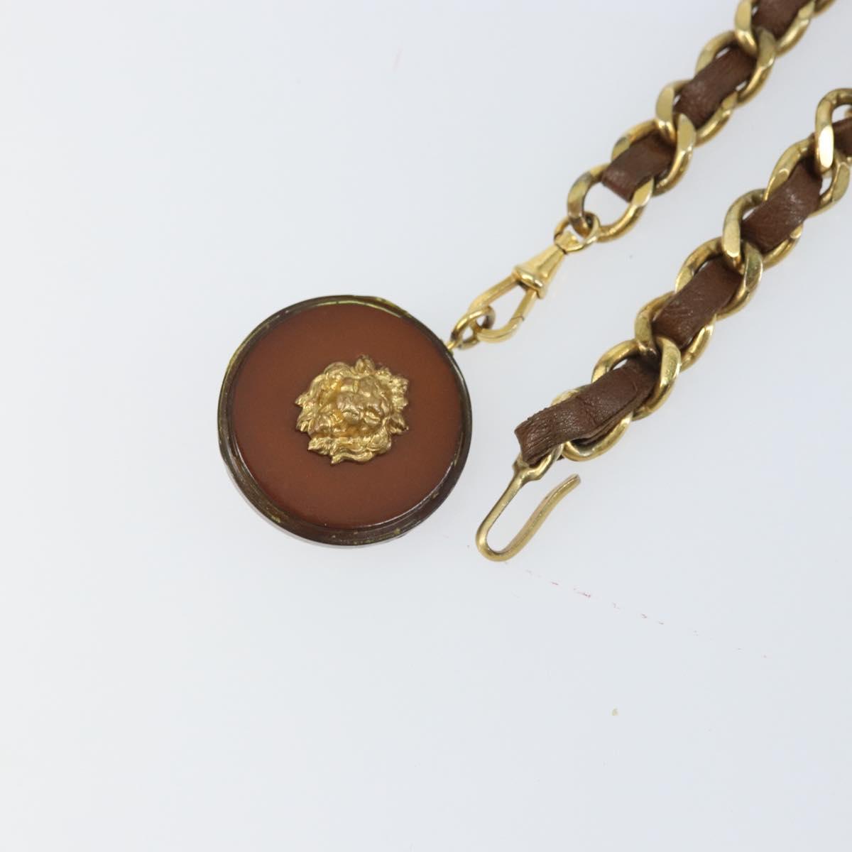 CHANEL Chain Belt metal Black Gold CC Auth bs33131