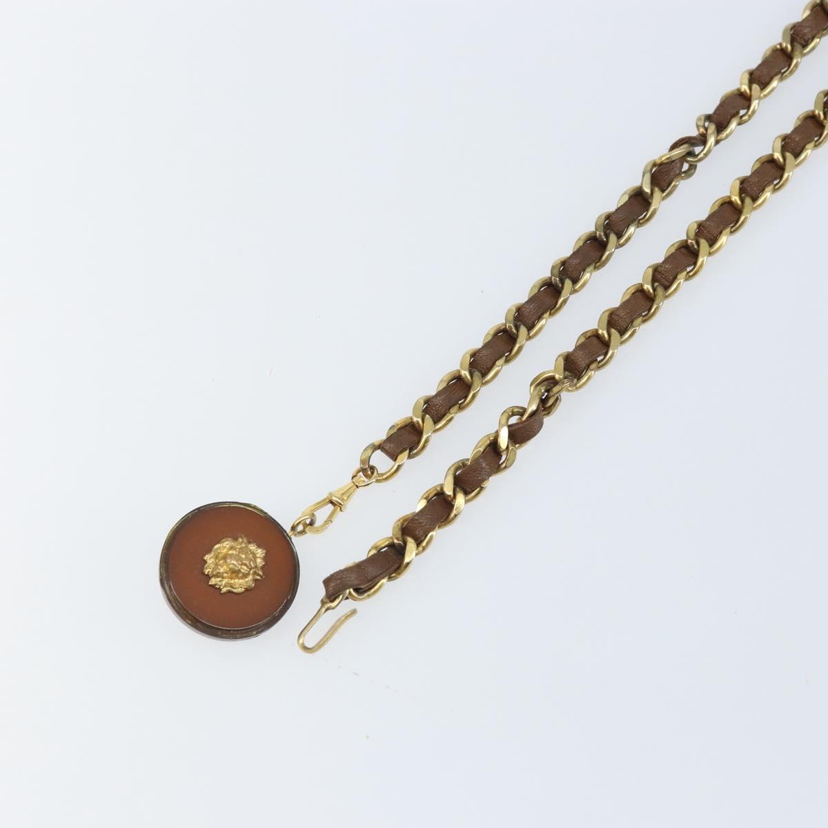 CHANEL Chain Belt metal Black Gold CC Auth bs33131