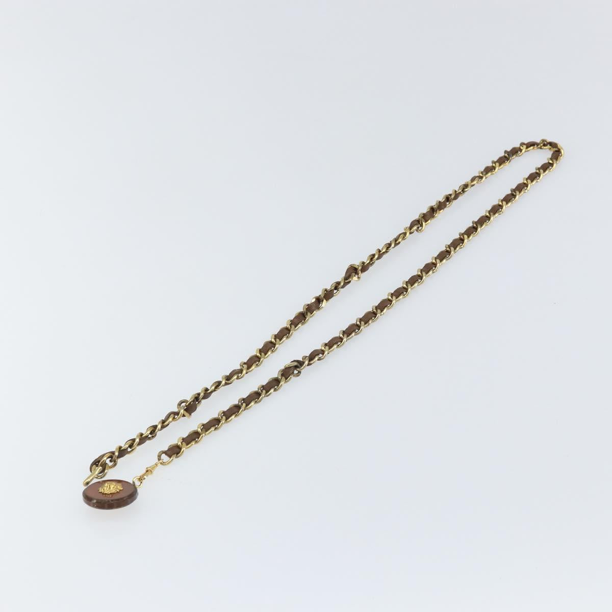 CHANEL Chain Belt metal Black Gold CC Auth bs33131