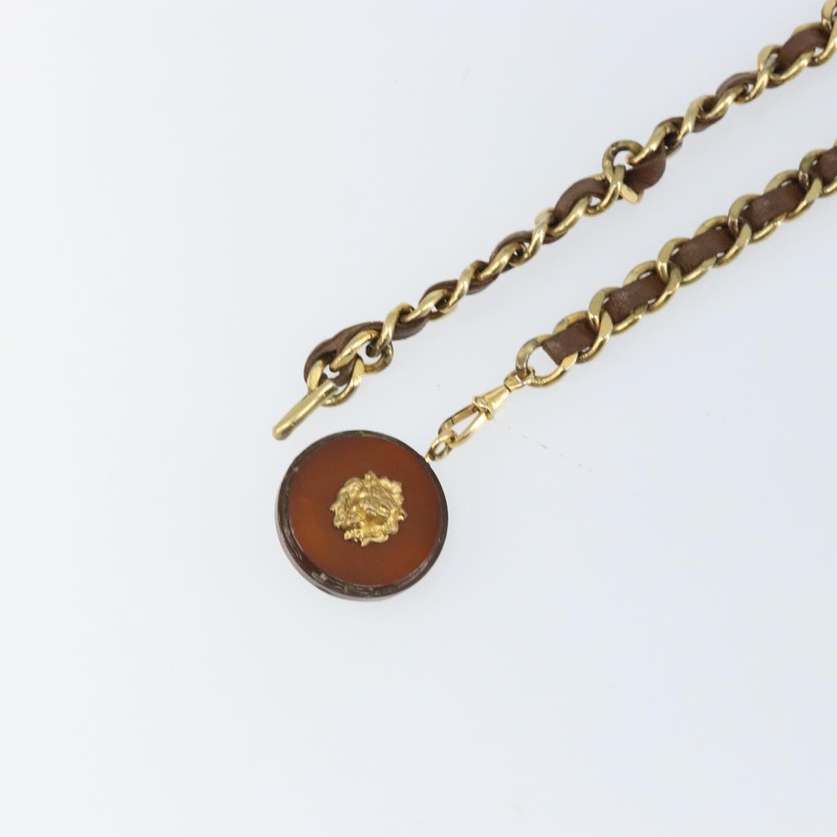 CHANEL Chain Belt metal Black Gold CC Auth bs33131