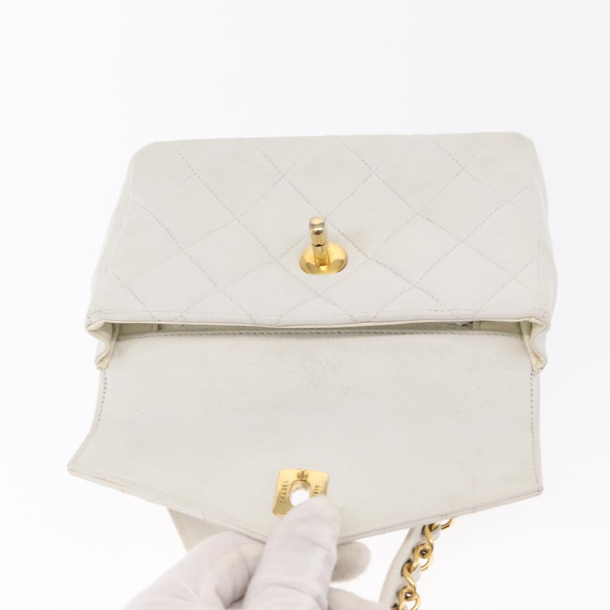 CHANEL Waist bag Lamb Skin Gold White CC Auth bs33133