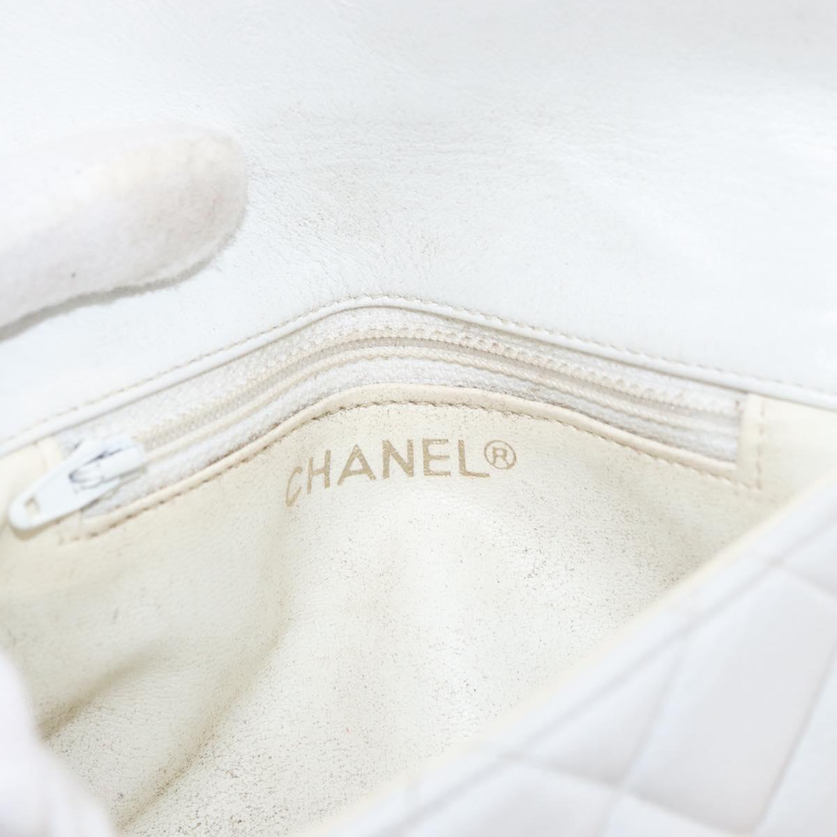 CHANEL Waist bag Lamb Skin Gold White CC Auth bs33133