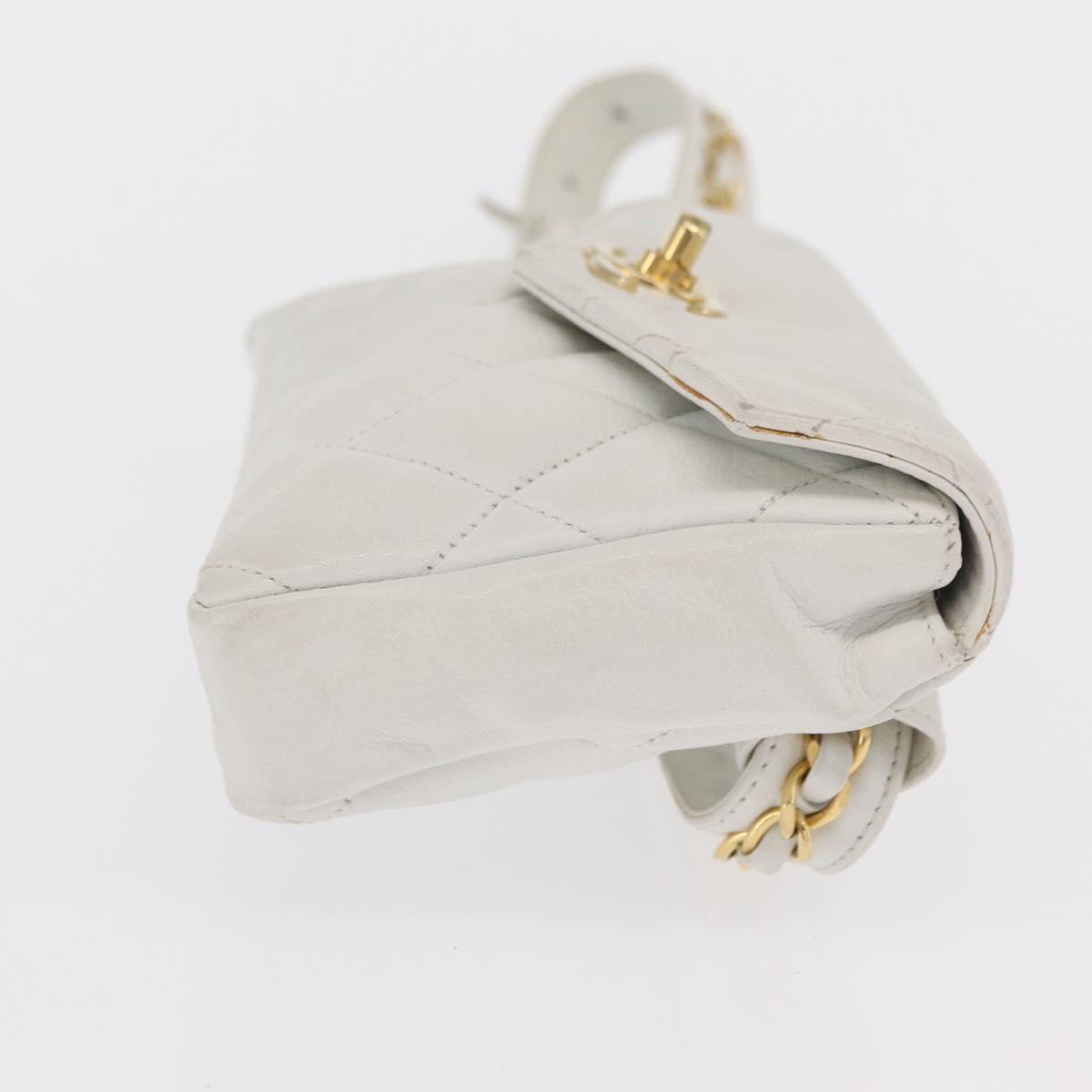 CHANEL Waist bag Lamb Skin Gold White CC Auth bs33133
