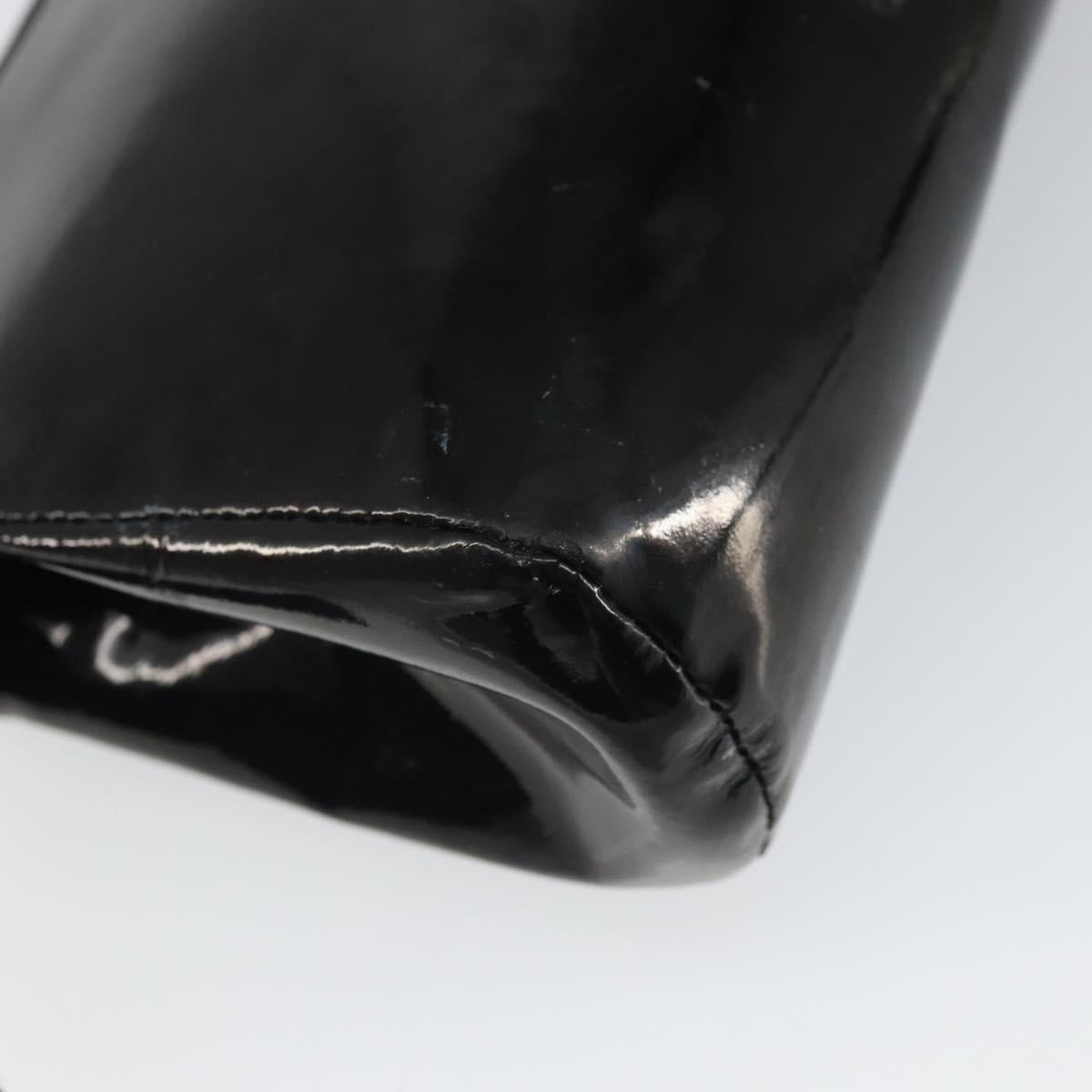 CHANEL Pouch Patent leather Black Gold CC Auth bs33138