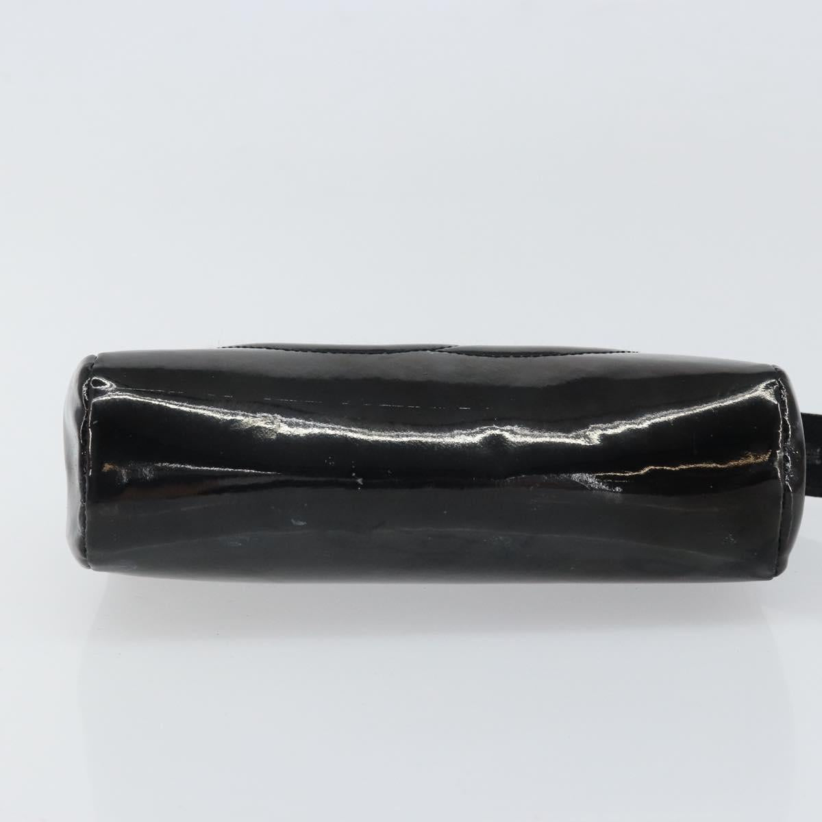 CHANEL Pouch Patent leather Black Gold CC Auth bs33138
