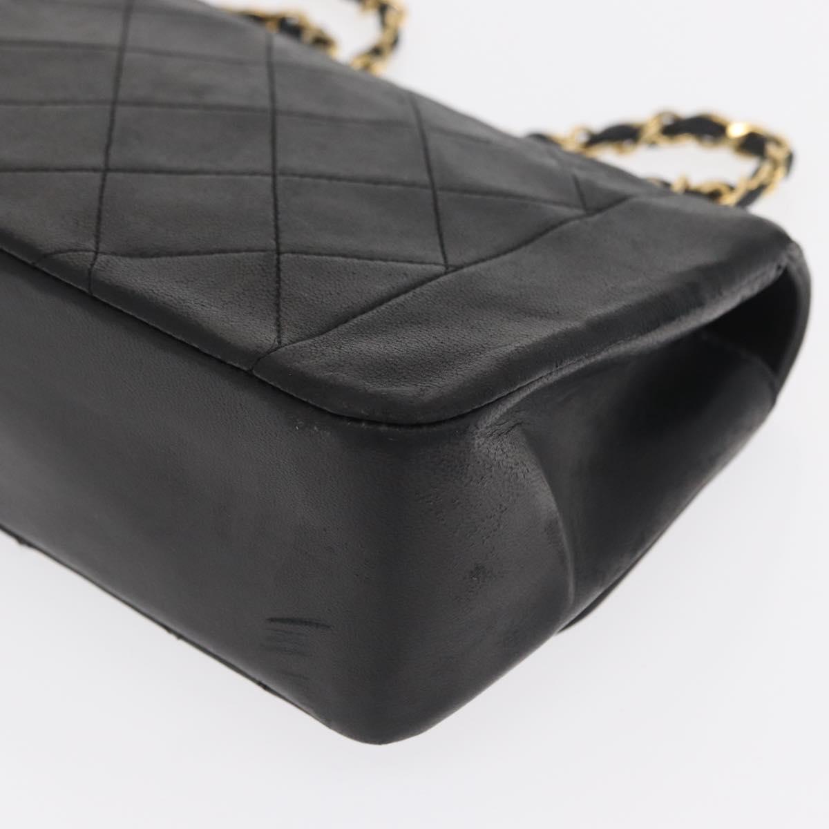 CHANEL Matelasse Chain Shoulder Bag Lamb Skin Black Gold CC Auth bs33139