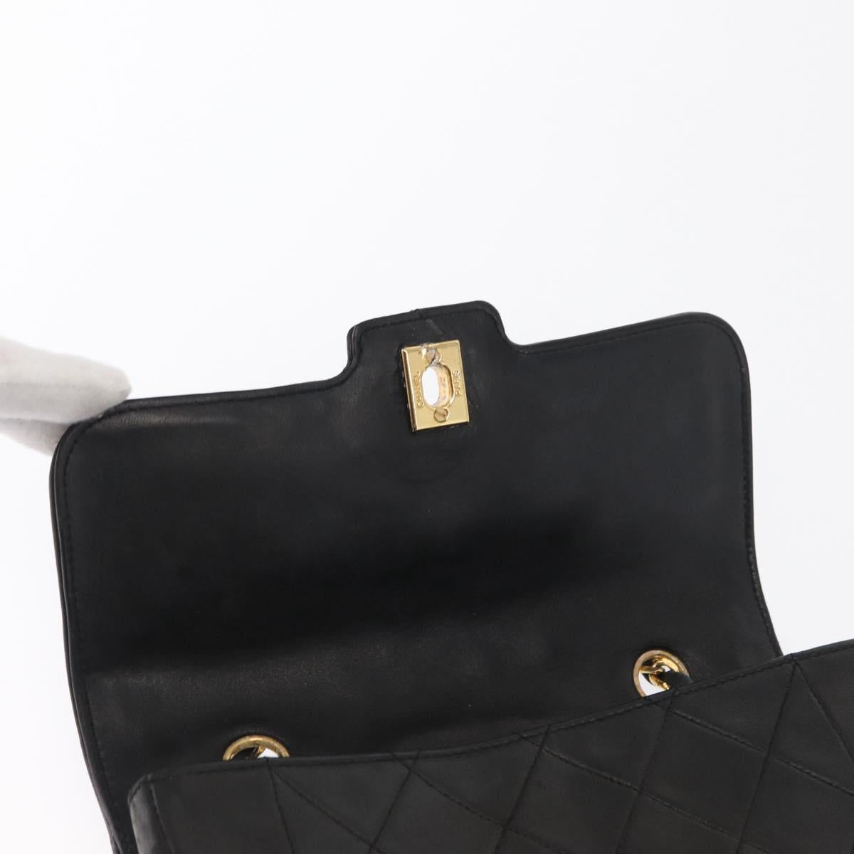 CHANEL Matelasse Chain Shoulder Bag Lamb Skin Black Gold CC Auth bs33139