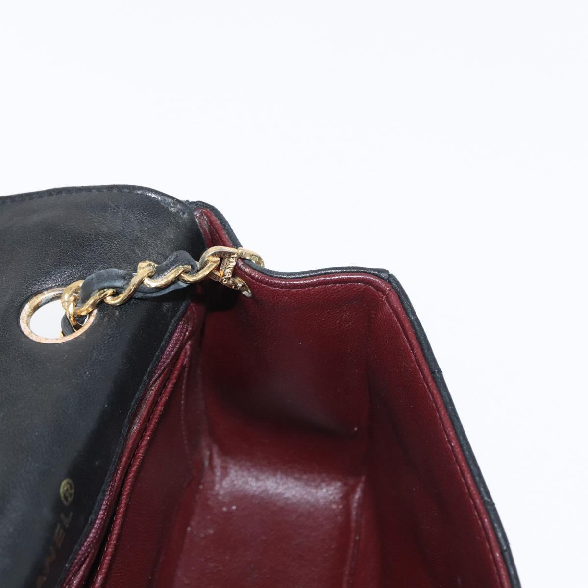 CHANEL Matelasse Chain Shoulder Bag Lamb Skin Black Gold CC Auth bs33139