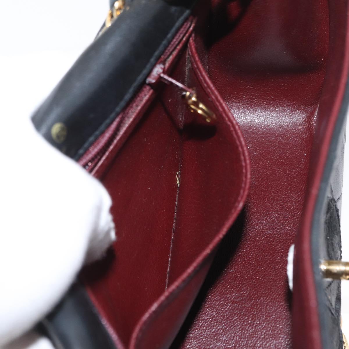 CHANEL Matelasse Chain Shoulder Bag Lamb Skin Black Gold CC Auth bs33139