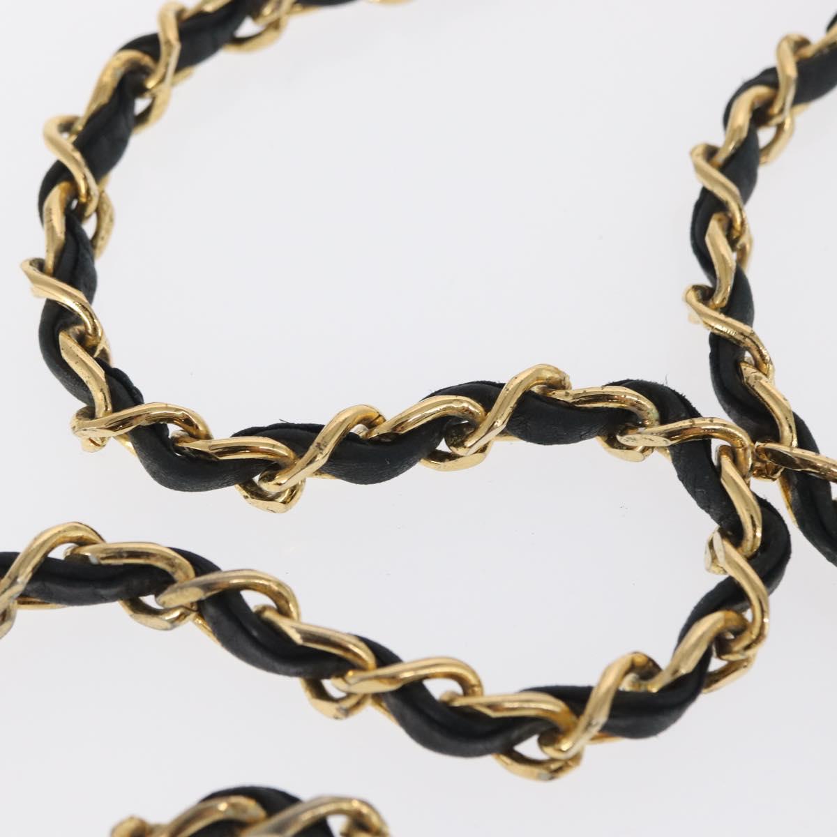 CHANEL Matelasse Chain Shoulder Bag Lamb Skin Black Gold CC Auth bs33139