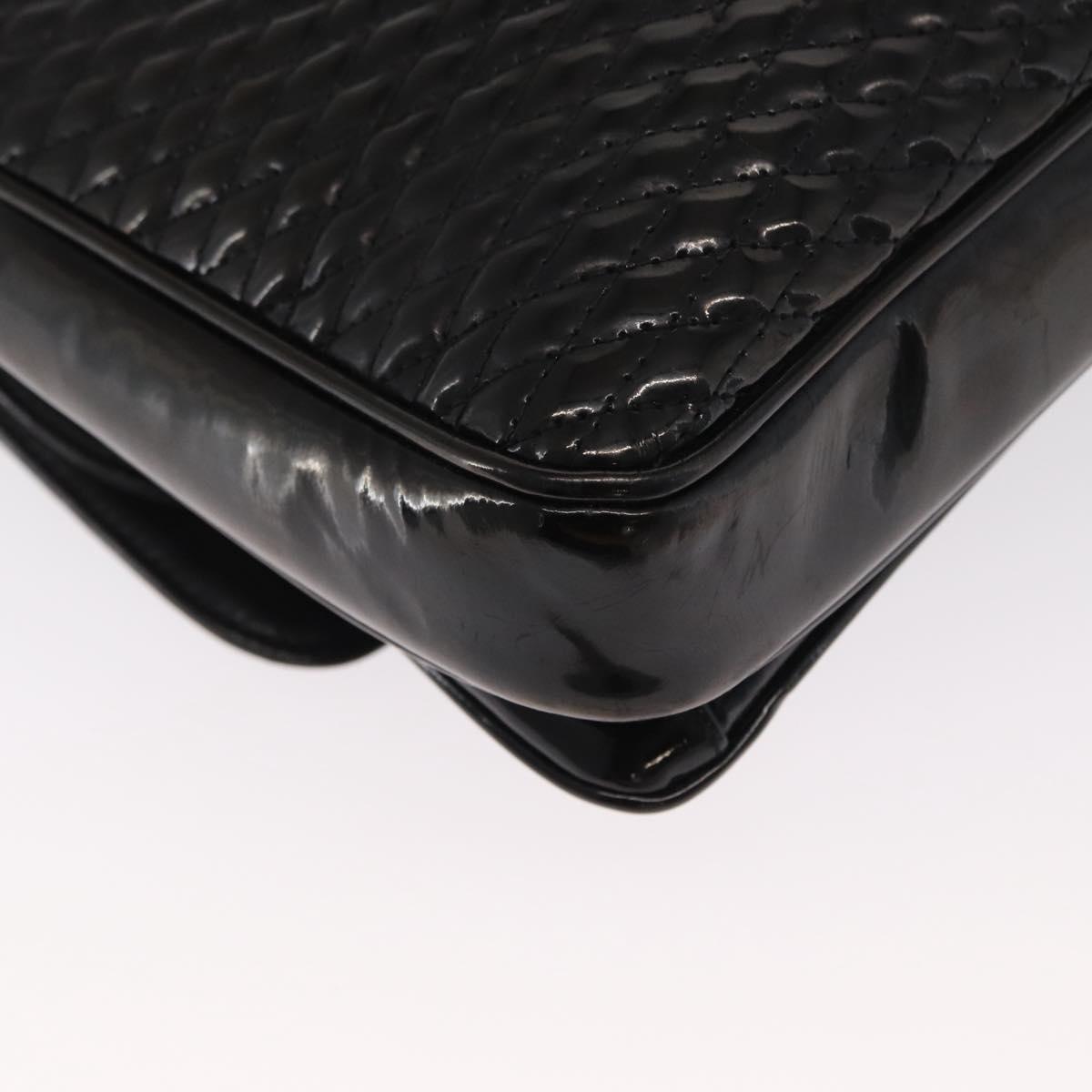 BALLY Chain Shoulder Bag Patent leather Black Gold Auth bs33141