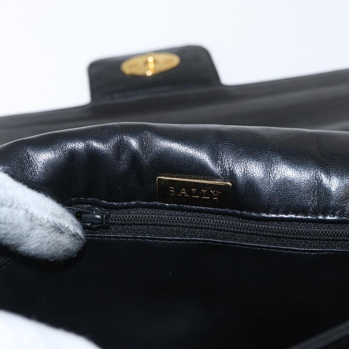 BALLY Chain Shoulder Bag Patent leather Black Gold Auth bs33141