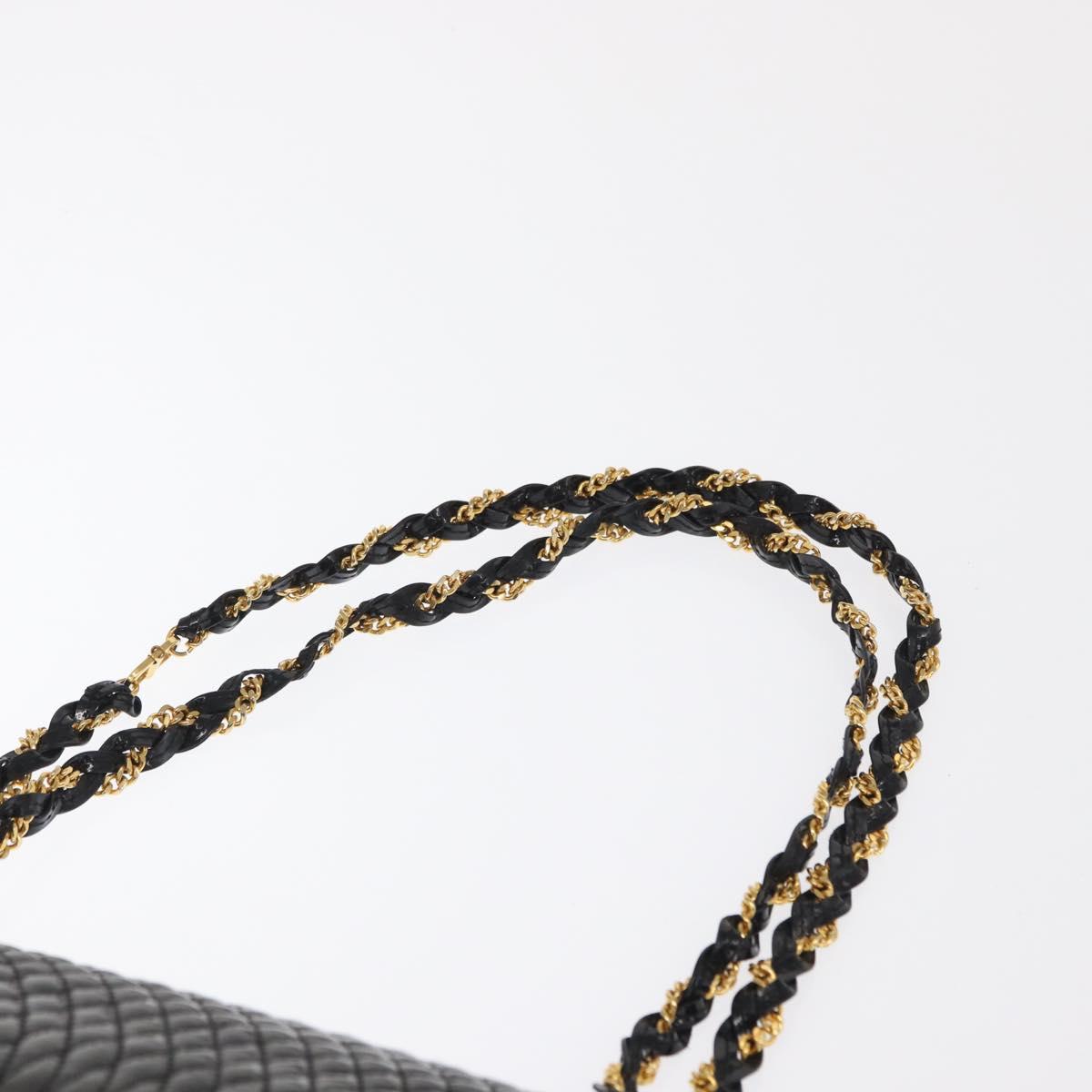 BALLY Chain Shoulder Bag Patent leather Black Gold Auth bs33141