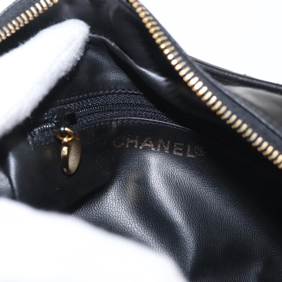 CHANEL Clutch Bag Patent leather Gold Black CC Auth bs33144
