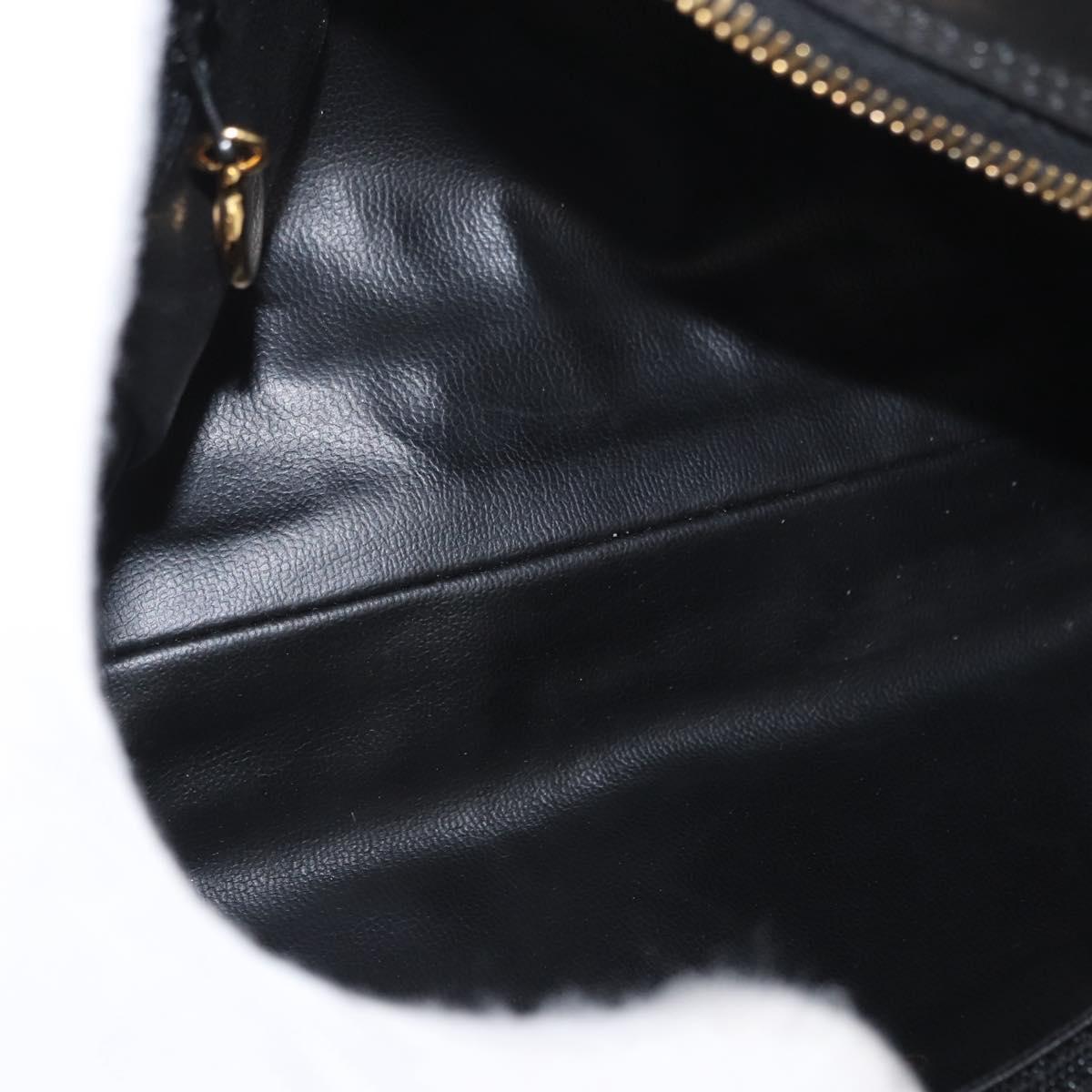 CHANEL Clutch Bag Patent leather Gold Black CC Auth bs33144