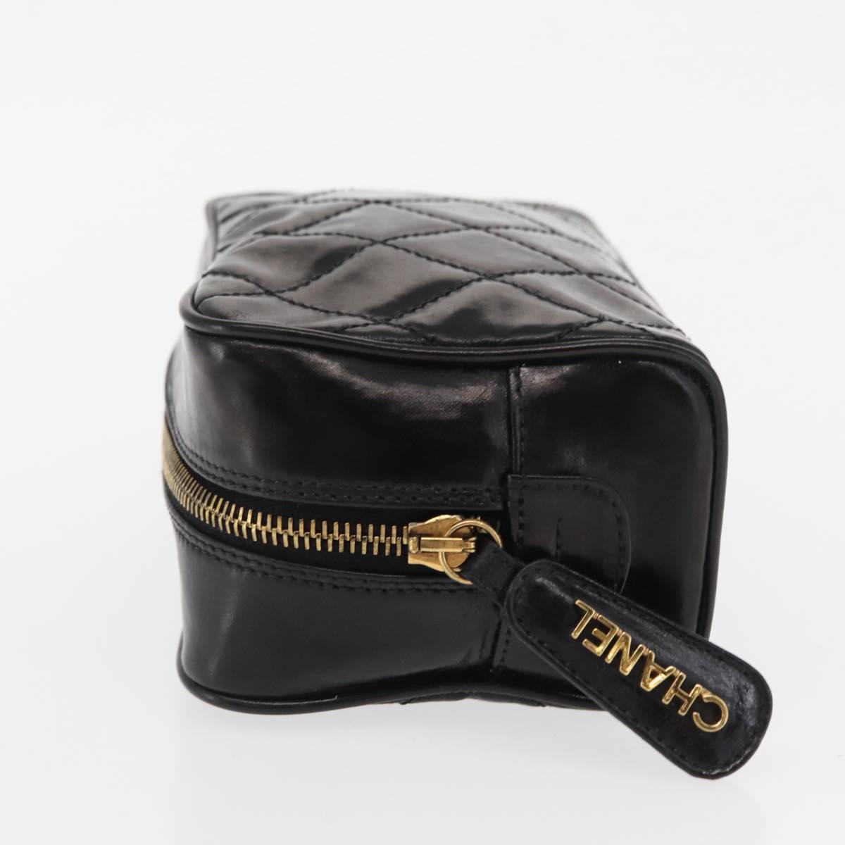 CHANEL Clutch Bag Patent leather Gold Black CC Auth bs33144