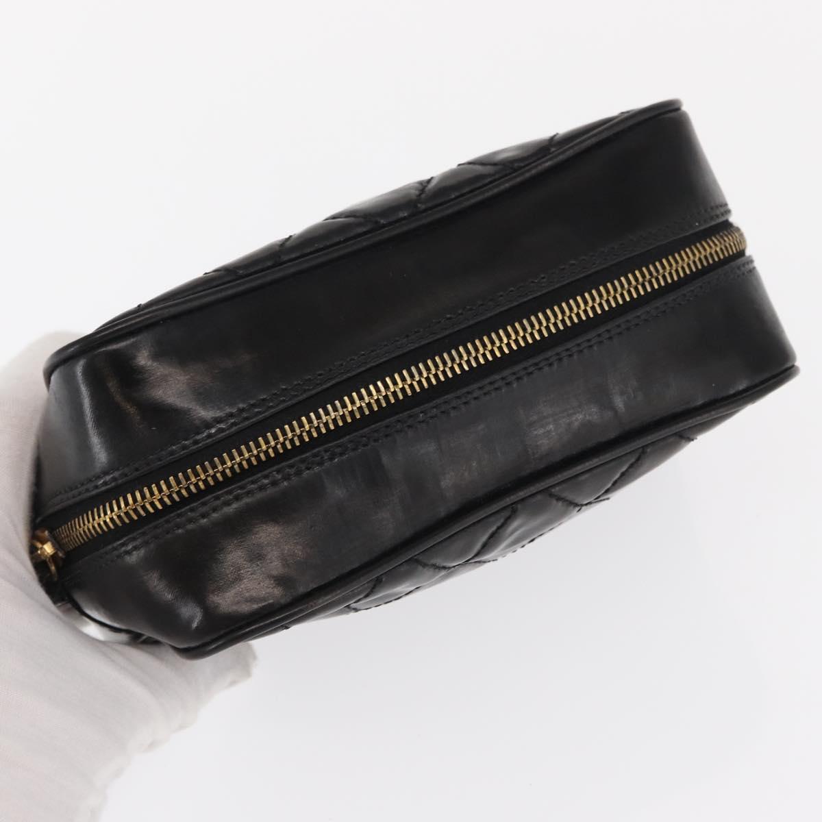 CHANEL Clutch Bag Patent leather Gold Black CC Auth bs33144