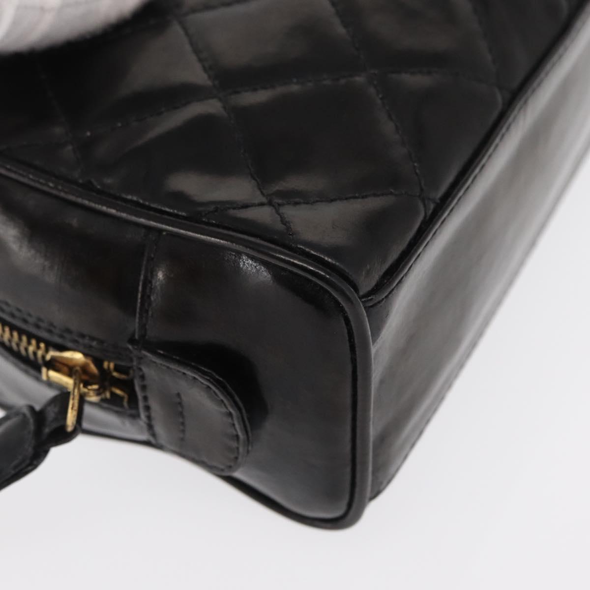 CHANEL Clutch Bag Patent leather Gold Black CC Auth bs33144