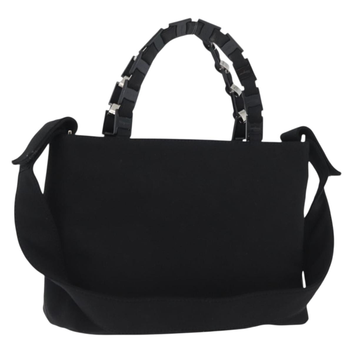 Salvatore Ferragamo Hand Bag Canvas 2way Black Auth bs33146