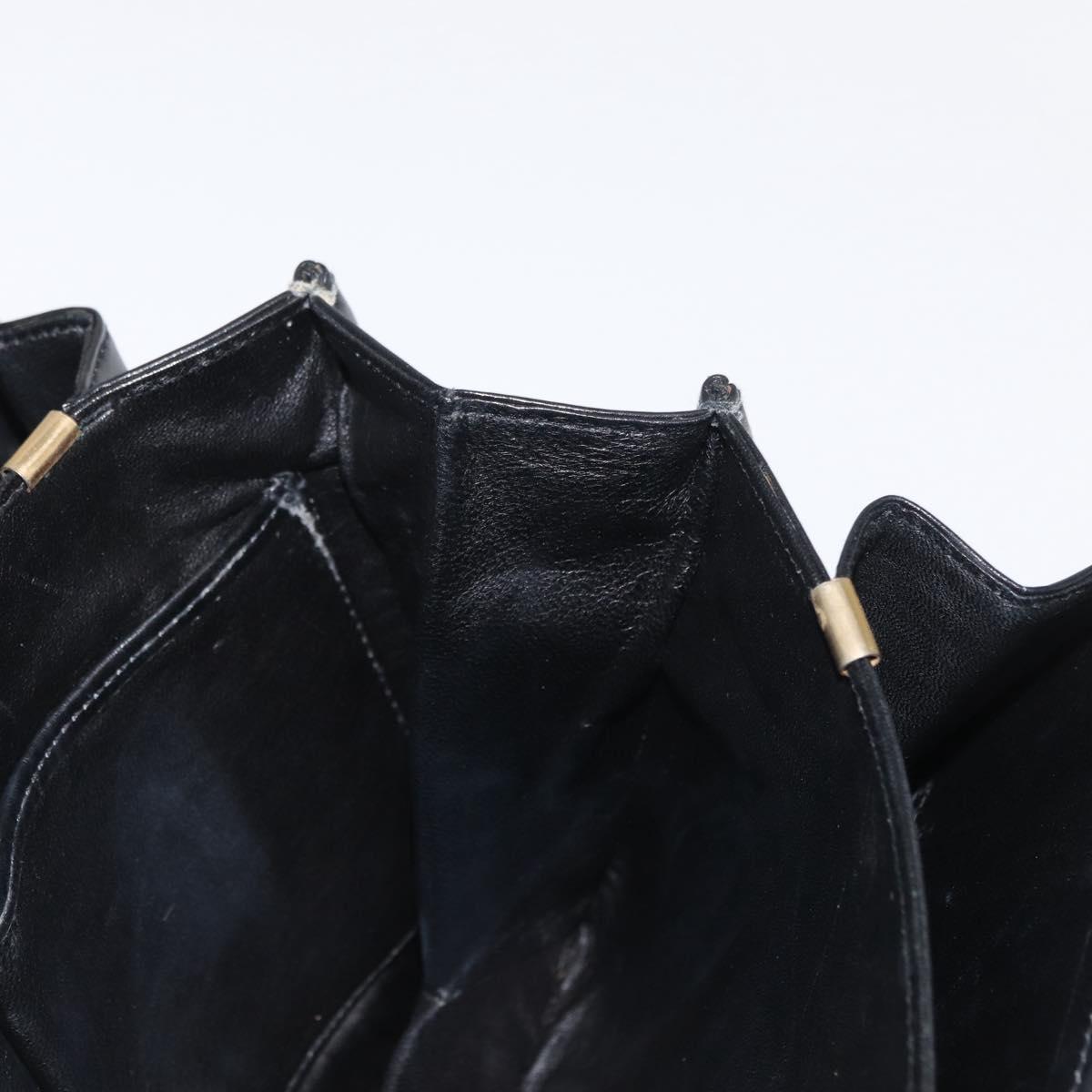 CELINE Horse Carriage Shoulder Bag Leather Black Gold Auth bs33159