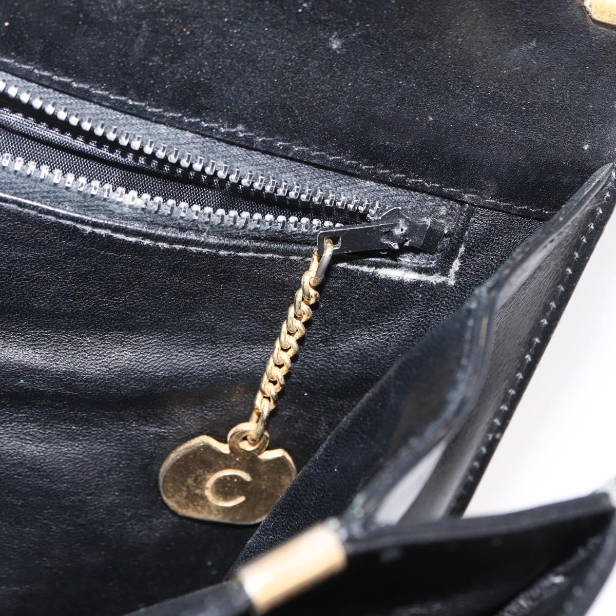 CELINE Horse Carriage Shoulder Bag Leather Black Gold Auth bs33159