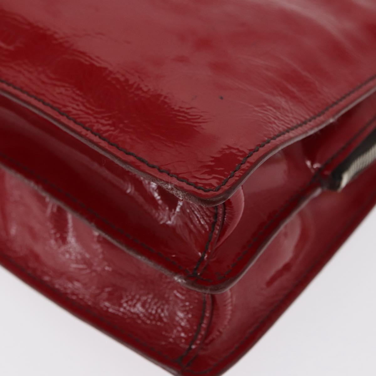 Miu Miu Hand Bag Patent leather Red Silver Auth bs33162