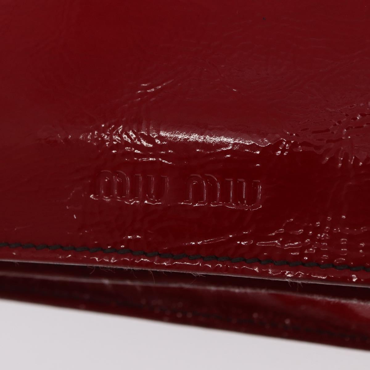 Miu Miu Hand Bag Patent leather Red Silver Auth bs33162