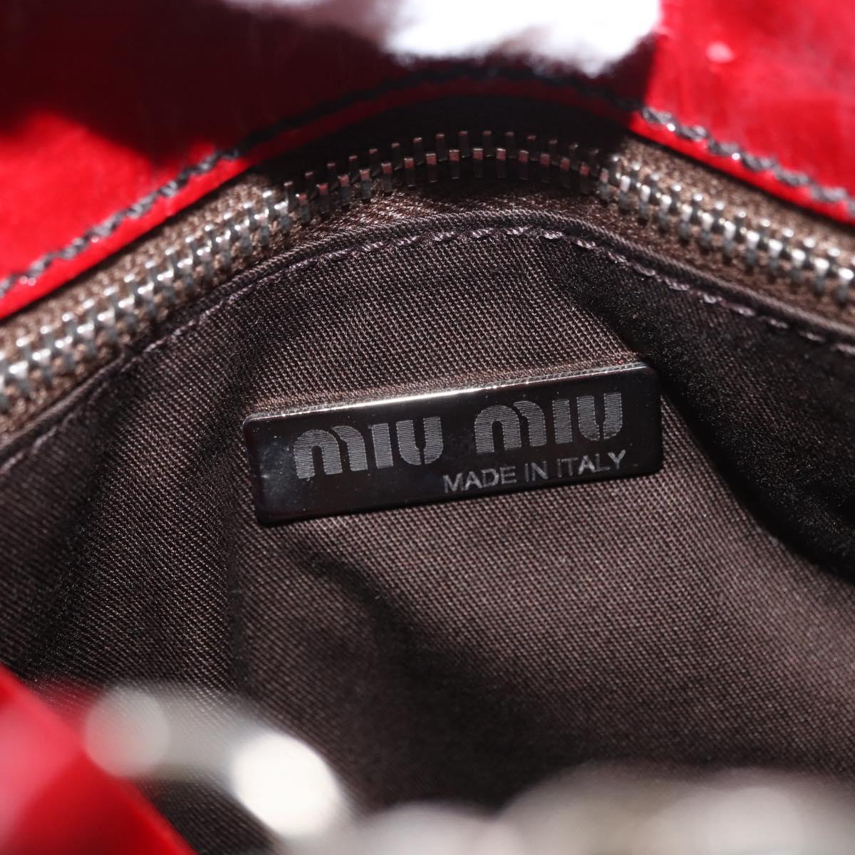 Miu Miu Hand Bag Patent leather Red Silver Auth bs33162