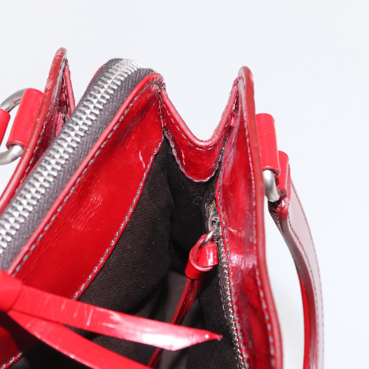 Miu Miu Hand Bag Patent leather Red Silver Auth bs33162