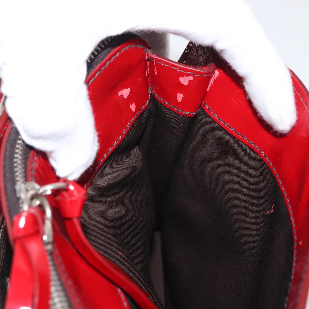 Miu Miu Hand Bag Patent leather Red Silver Auth bs33162