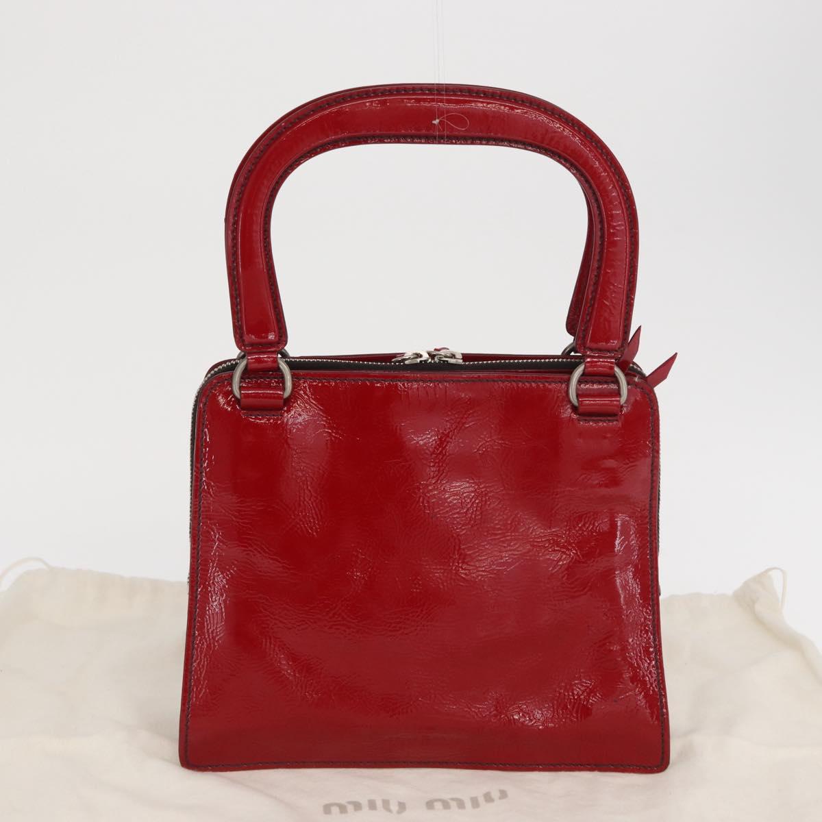 Miu Miu Hand Bag Patent leather Red Silver Auth bs33162