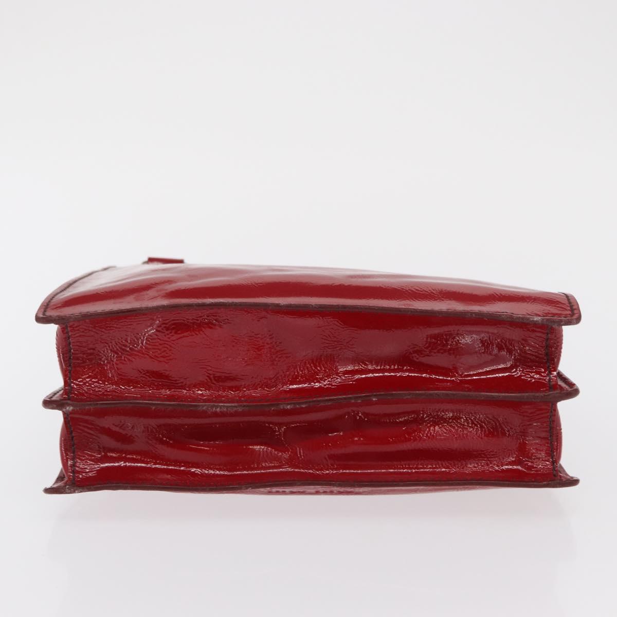 Miu Miu Hand Bag Patent leather Red Silver Auth bs33162