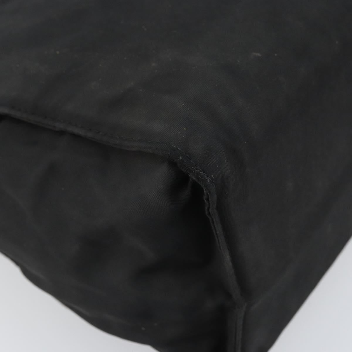 PRADA Hand Bag Nylon Black Silver Auth bs33168