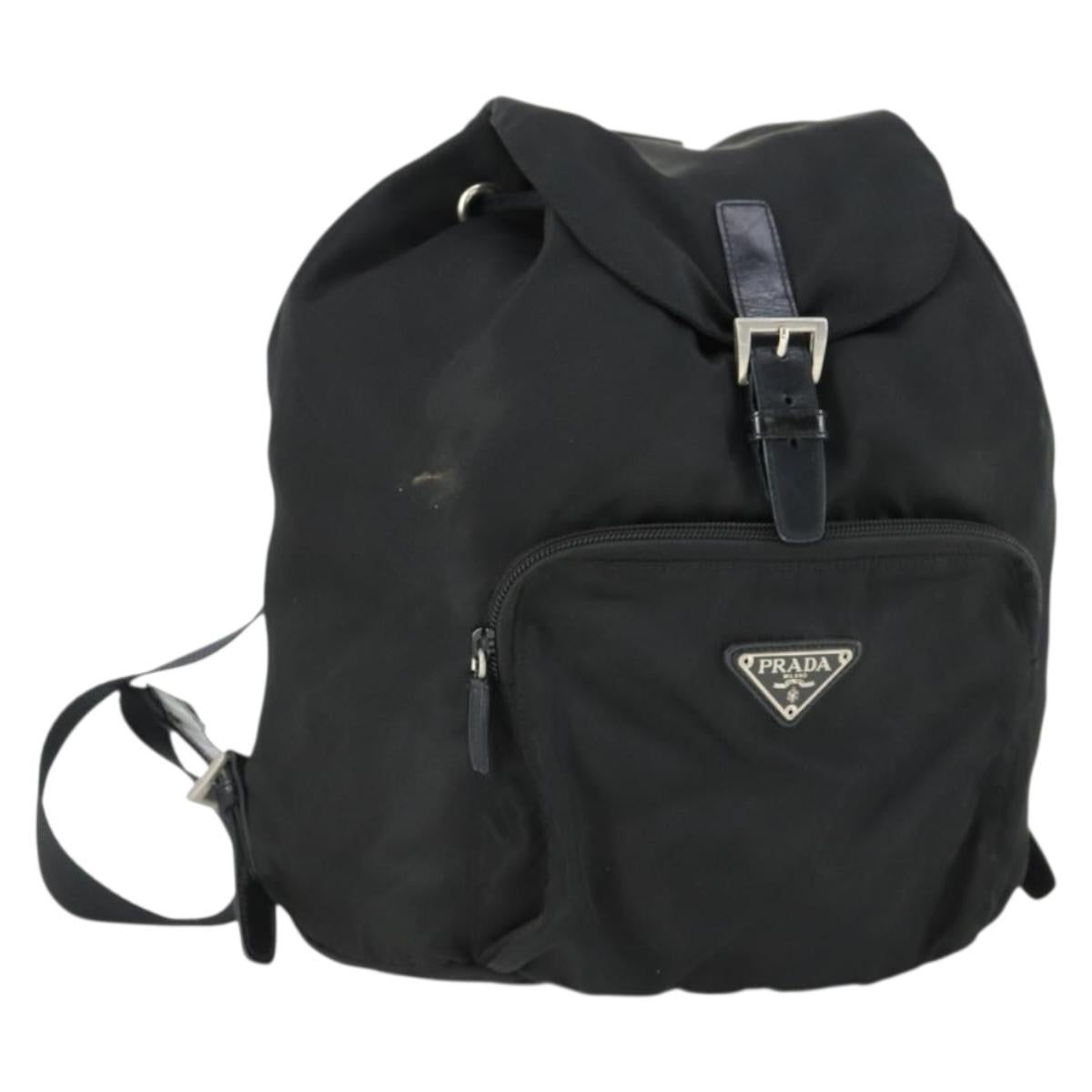 PRADA Backpack Nylon Black Silver Auth bs33169