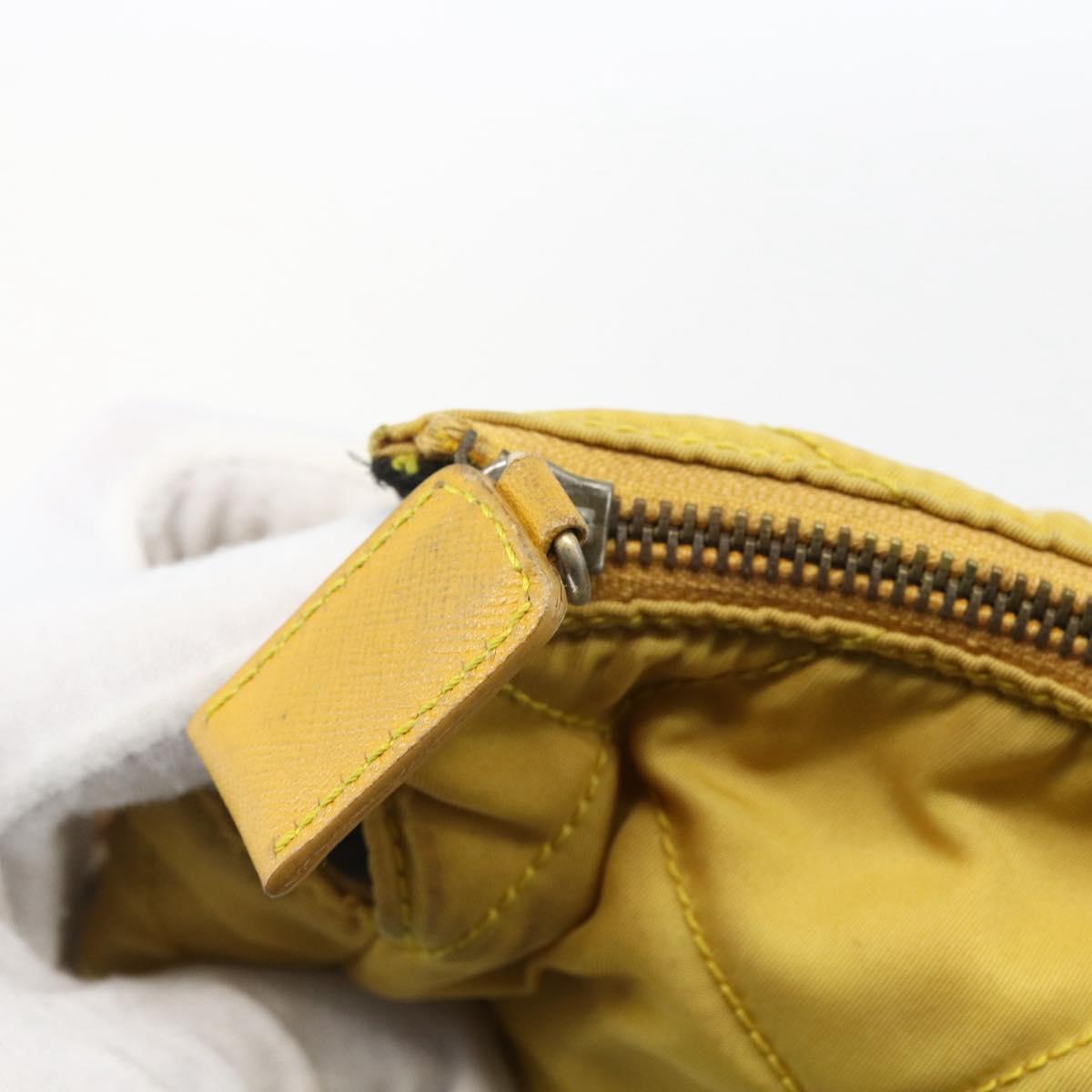 PRADA Chain Shoulder Bag Nylon Yellow Gold Auth bs33172
