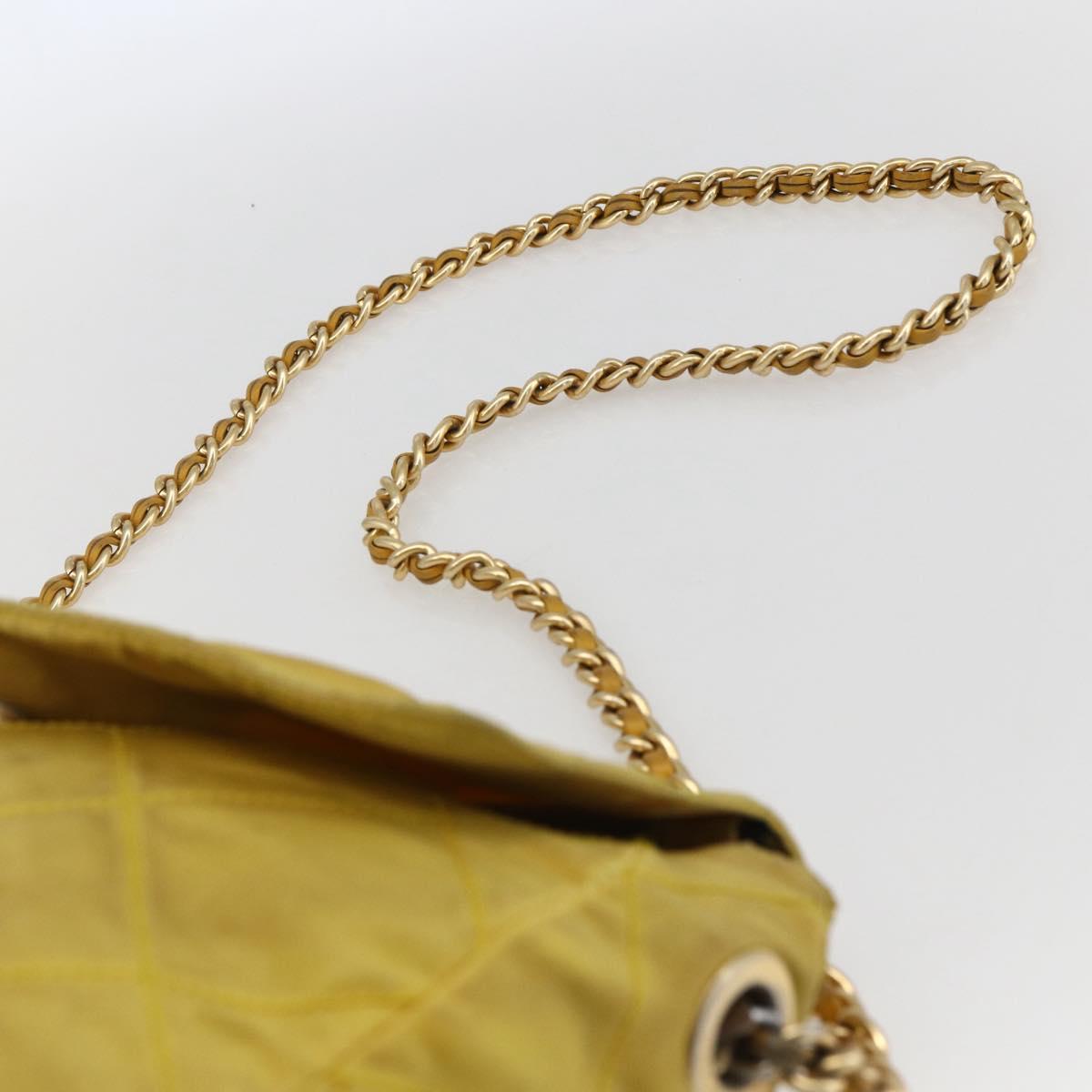 PRADA Chain Shoulder Bag Nylon Yellow Gold Auth bs33172