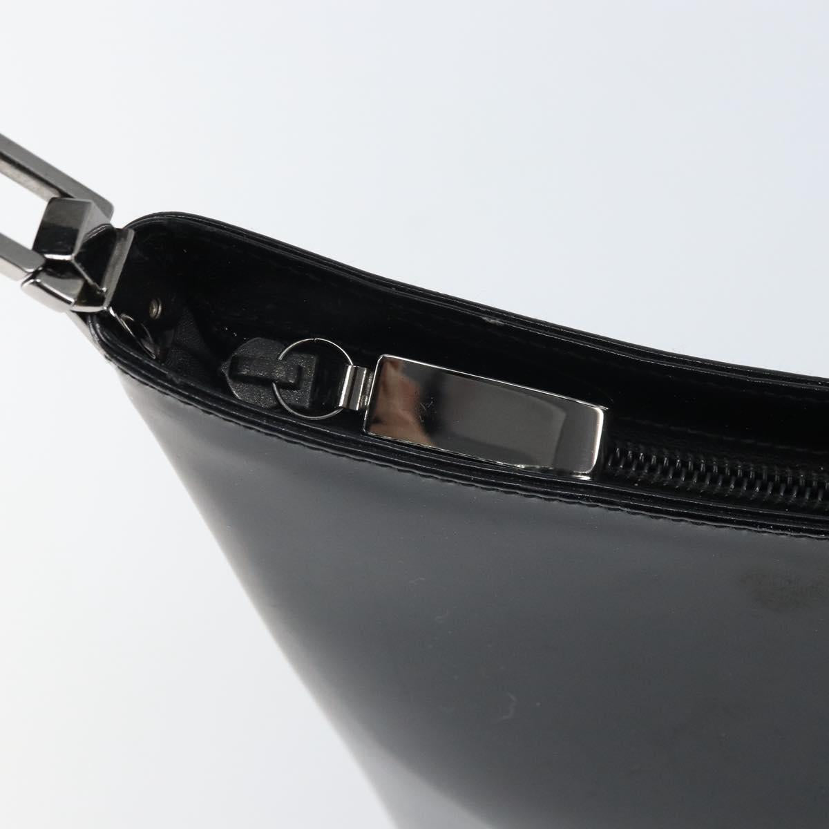 Salvatore Ferragamo Shoulder Bag Patent leather Black Silver Auth bs33174